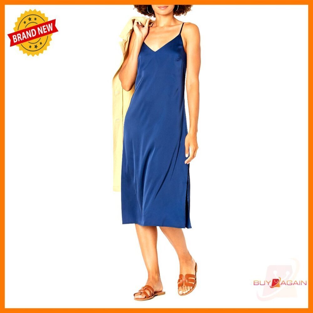Silky Slip Dress Midi Length Adjustable Straps Lightweight Body Skimming Fit